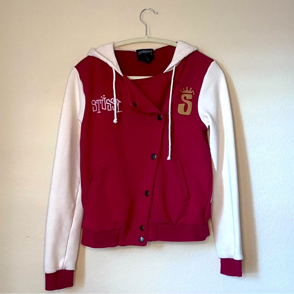 Rare Red and Cream Women’s Stussy Varsity Hoodie Size Small
